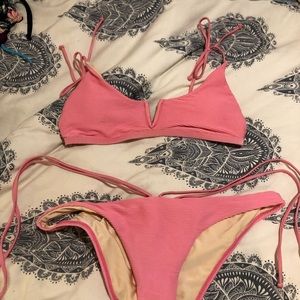 Pink ribbed pacsun bikini